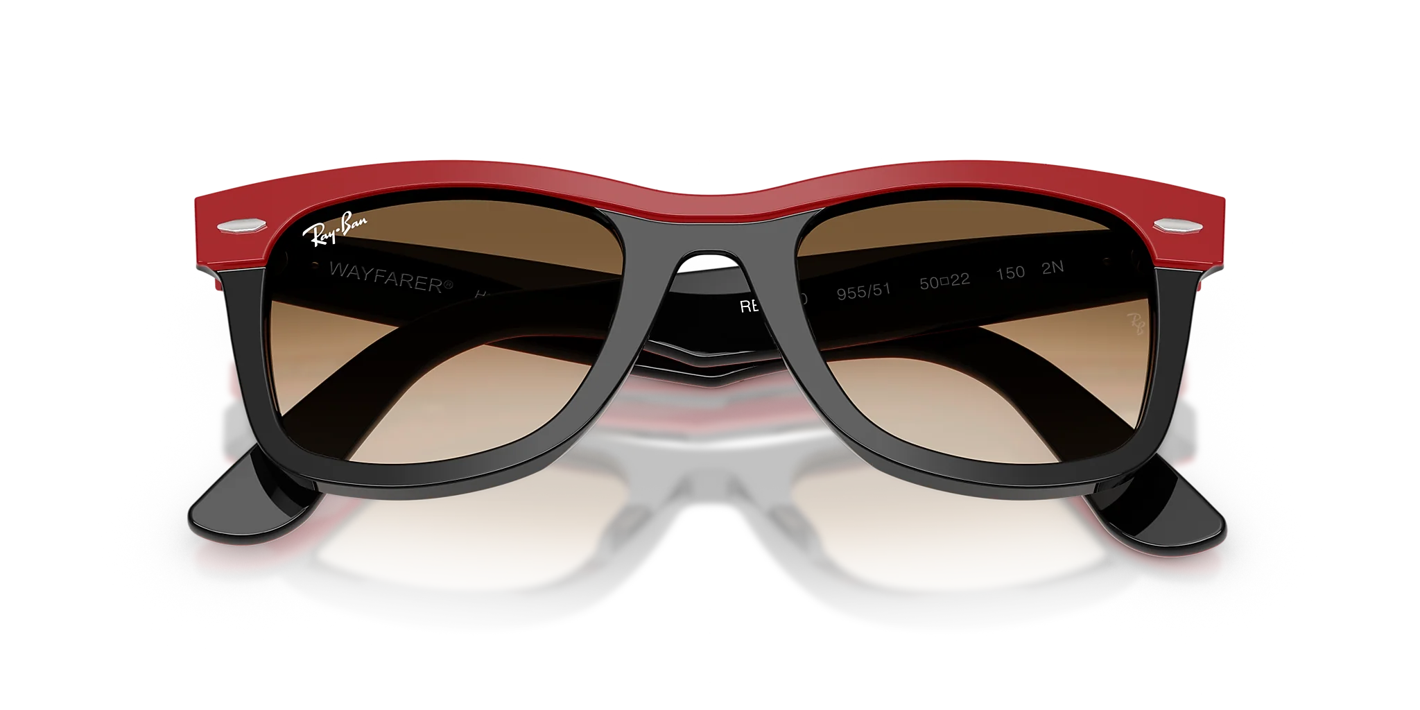 RB2240 Wayfarer Ray-Ban Red On Black/Gradient Brown M - Image 5